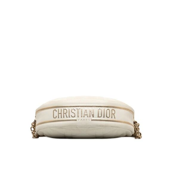 Pre Loved Dior Caro HalfMoon Quilted Leather Bag Women White Messenger Bags - Picture 4 of 8